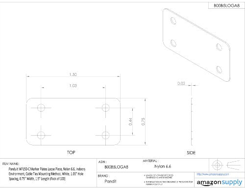 Panduit MP200-M Harness Identification Marker Plate, Nylon 6.6, 2.00 by 0.75-Inch, White (1,000-Pack)