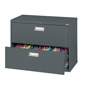 Sandusky Lee LF6A362-02 600 Series 2 Drawer Lateral File Cabinet, 19.25" Depth x 28.375" Height x 36" Width, Charcoal
