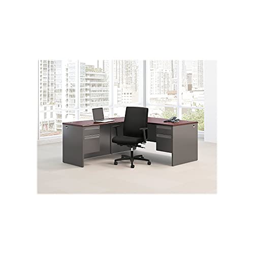 HON 38000 Series Left Flush Return, 48W X 24D X 29.5H, Mahogany/Charcoal