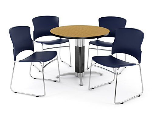 OFM PKG-BRK-027-0016 Breakroom Package, Oak Table/Navy Chair