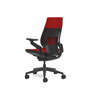Steelcase Gesture Office Chair - Scarlet Red Upholstered Wrapped Back, Black Frame