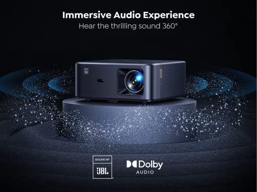 YABER 4K Android TV Projector, K2s 800 ANSI WiFi 6 Bluetooth, JBL Sound, Dolby Audio, Auto Focus, Keystone, Native 1080P 4K Supported, Outdoor Movie Projector with Netflix & 7000+ Apps