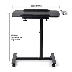 Office Desk Adjustable Folding Laptop Stand Portable Computer Table Movable Laptop Standing Desk Bedside Table Bedroom Furniture Laptop Desk (Color : Black)