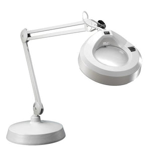 Luxo 17255LG KFM Magnifier, 30" Patented Internal Spring K-Arm, 5-Diopter, Weighted Base Mount, Light Grey
