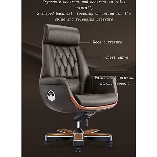 YIORYO Ergonomic Business Boss Chair, Adjustable Height Swivel Leather Executive Office Chair