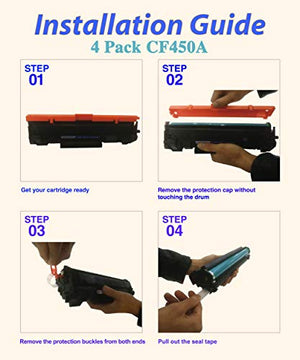 4-Pack Color Print Compatible 655A Toner Cartridge Replacement for CF450A CF451A CF452A CF453A Work with Color Laserjet M652n M652dn M653dn M653x M653dh MFP M681dh M682z M681f M681z Printer