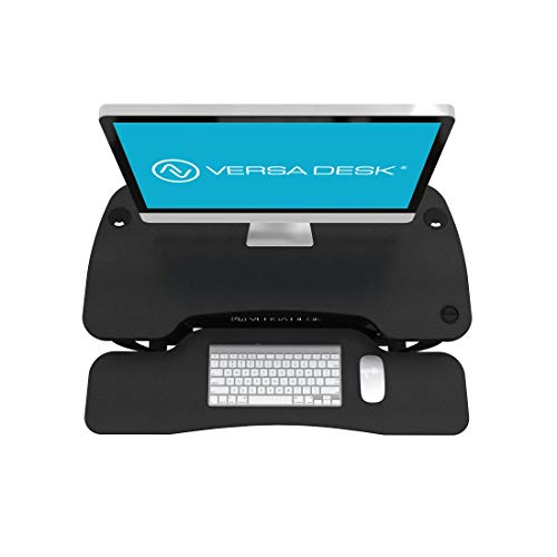 VersaDesk Power Pro USA Manufactured | Electric Height-Adjustable Desk Riser | Standing Desk Converter | Sit to Stand Desktop with Keyboard + Mouse Tray | 36" X 24" | All Black