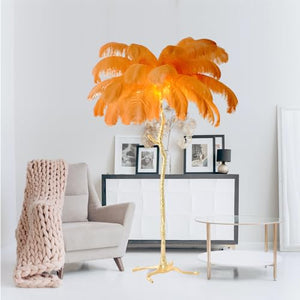 VENIVIDI Orange Ostrich Feather Floor Lamp