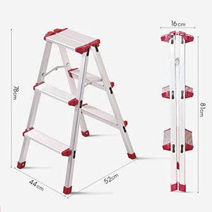 LUCEAE Foldable Aluminum Alloy 3-Step Ladder - Indoor Climbing Stool with Non-Slip Mats