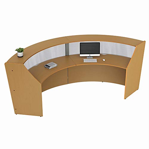 Linea Italia Curved Office Reception Desk Counter, 2 Panel, 124" x 49", Maple