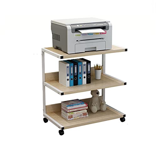 YUEYOULII Desktop Printer Stand Mobile Printer Stand Trolley 3 Layer Shelf Roller Modern Printer Stand Home Office Storage & Organization with Multi-Function Rack Printer Desk Stand (Color : White)