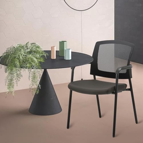 CLATINA Office Reception Guest Chair Mesh Back Stacking with Lumbar Support, Thickened Seat Cushion - Black 4 Pack