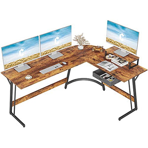 CubiCubi Modern L-Shaped Desk Computer Corner Desk, 59.1" Home Office Writing Study Workstation with Small Table, Space Saving, Easy to Assemble
