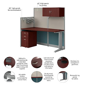 Bush Business Furniture Office in an Hour 65W x 33D Cubicle Workstation with Storage in Hansen Cherry