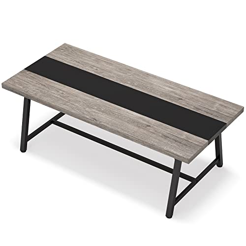 Tribesigns 6FT Rectangle Conference Table, Vintage Wood Office Executive Desk, 70.87L x 33.46W x 29.92H Inches, Grey