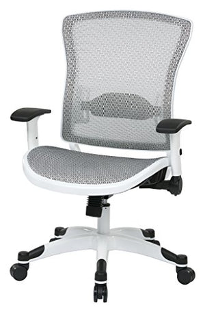 SPACE Seating Breathable Mesh Seat and Back, 2-to-1 Synchro Tilt Control, 2-Way Adjustable Flip Arms, and White Coated Nylon Base Managers Chair, White