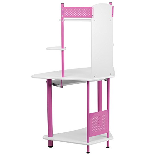 Bay Born Decor Pink Corner Computer Desk with Hutch