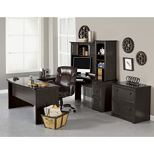 Realspace® Walnut U-Shaped Executive Desk - 65" Wide