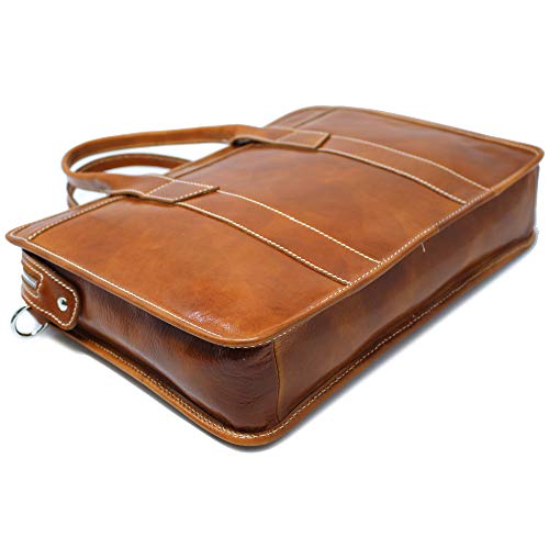 Floto Roma Slim Briefcase Men's Business Case (Olive (Honey) Brown)