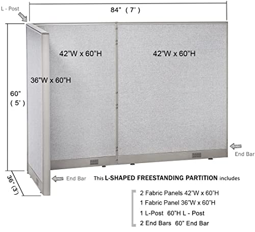 GOF Freestanding L Shaped Office Partition - Large Fabric Room Divider Panel