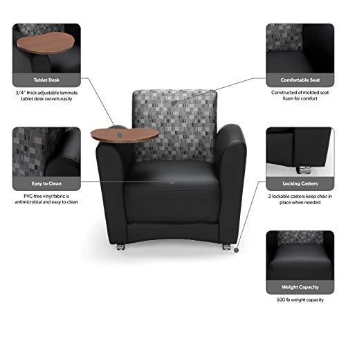 OFM InterPlay Series Single Seat Chair with Bronze Tablet, in Black/Nickel (821-N-606-BRONZ)