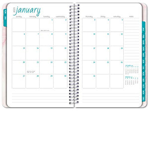 HARDCOVER Calendar Year 2020 Planner: (November 2019 Through December 2020) 5.5"x8" k, Pocket Folder and Sticky Note Set (Pink Marble Triangles)