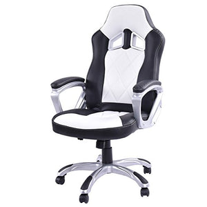 Giantex High Back Racing Style Bucket Seat Gaming Chair Swivel Office Desk Task (White)