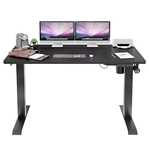 Shintenchi Electric Standing Desk, 63 x 24 Inch Height Adjustable Sit Stand Desk Morder Home Office Stand Up Desk Computer Work Station with Splice Board,Black