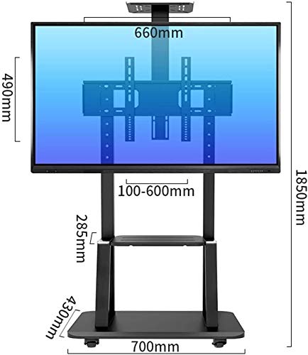 TV Rack Furniture Rolling 2 Shelfs Heavy Duty Swivel Universal TV Cart for 55"-75" TVs, Black, 105kg Load