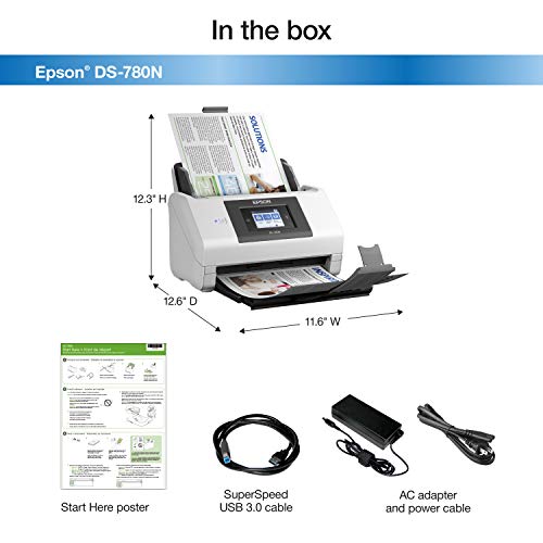 Epson DS-780N Network Color Document Scanner for PC and Mac, 100-page Auto Document Feeder (ADF), Duplex Scanning