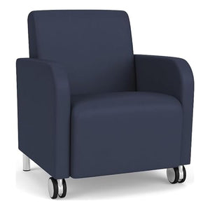 Lesro Siena 17.5" Polyurethane Lounge Reception Guest Chair in Blue/Silver