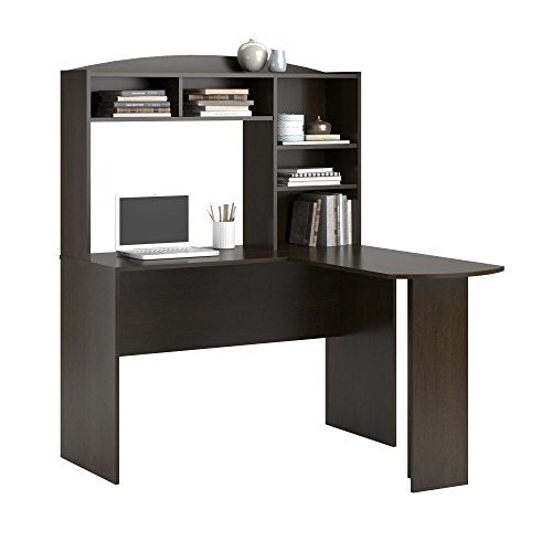 Ameriwood Home Dakota Space Saving L Desk with Hutch, Dark Russet Cherry