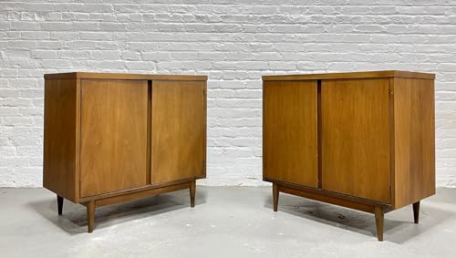 Lschool Mid Century Modern Walnut Jr. CREDENZAS/Sideboards, Pair