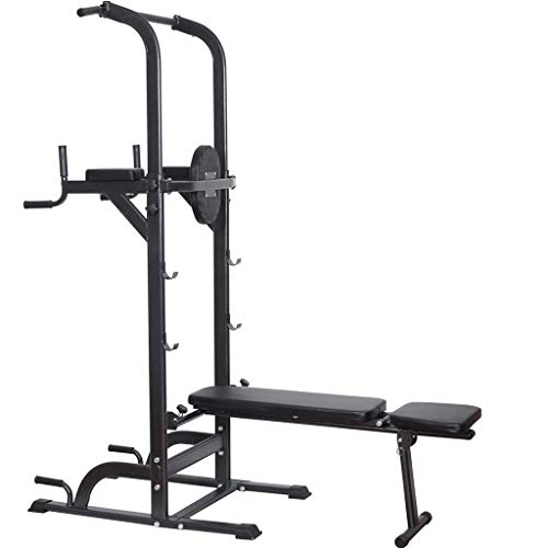 Tengma Pull Up Dip Station, Power Tower, Multifunctional Workout Dip Stand with Sit up Bench, Adjustable Pull Up Bar Station for Indoor Home Gym Fitness Dip Stand, Strength Training Workout Equipment
