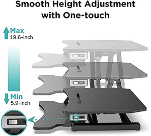 ABOX Standing Desk with Electric Powered Lifting Converter, 34" Height Adjustable Sit Stand Desk Riser, Dual Monitors Removable Keyboard Tray, Black