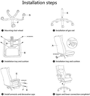 KouRy Office Chair with Adjustable Tilt Angle and Thick Padding, Gray