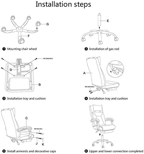 KouRy Office Chair with Adjustable Tilt Angle and Thick Padding, Gray