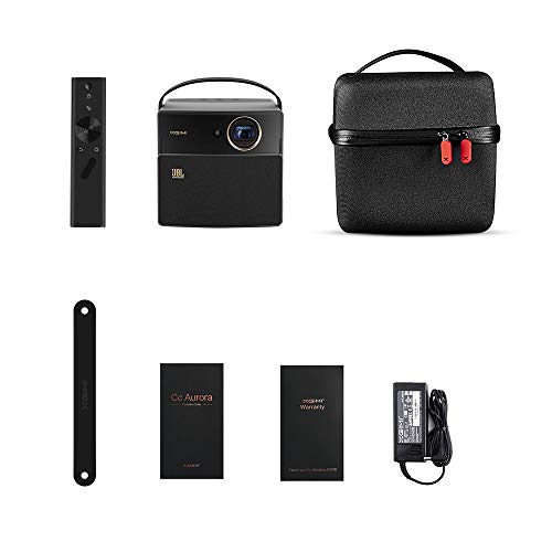 Lightwish CC Aurora Mini Projector, 300'' Display HD 1080P + 4K Supported with 20000 mAh Battery 3D LED DLP Home Portable Video Project, JBL Speaker with Bonus Bag, Compatible with HDMI, USB, SD