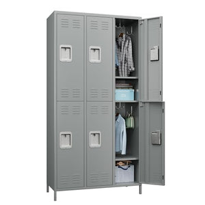 JAORD 6 Doors Metal Storage Locker Combination, 72" Steel Lockers for Employees - Gray
