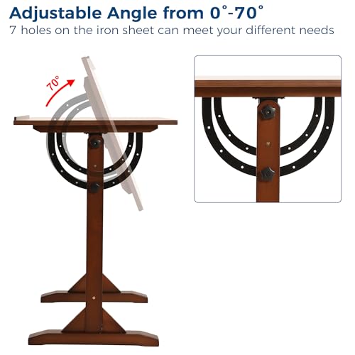 VISWIN Extra-Large Artist Drafting Table 30" x 42", Adjustable Height & Angle, Solid Pine Wood, Art Table for Adults