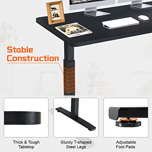 COSTWAY Electric Standing Desk, 55" x 28" Dual Motor Height Adjustable Sit Stand Desk with Memory Presets - Black