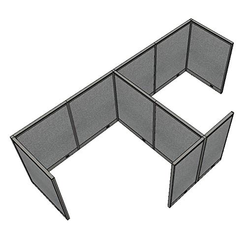 G GOF Double 2 Person Workstation Cubicle (12'D x 6'W) - Grey, Office Partition