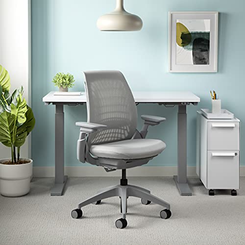 Allsteel Mimeo Mesh Office Chair with Lumbar Support, Adjustable Arms, Activated Recline, 300lb Max Weight - Light Gray Loft