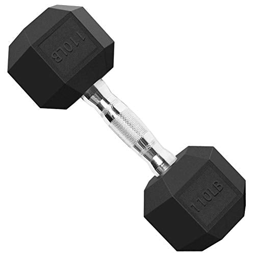 Balelinko Hex Dumbbells Free Weights Set with Metal Handles Rubber Encased Solid Cast Iron Hex Dumbbell in Single, 110 LBS