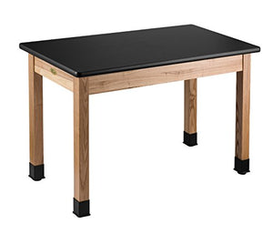 National Public Seating High Pressure Laminate Top Science Lab Table, 60"L X 30"H, Black Top and Ashwood Legs