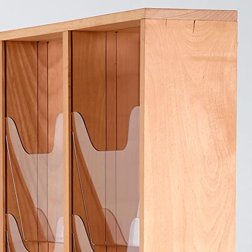 M&T Displays Double Sided Natural Wood Magazine Rack with Clear PET G Pockets