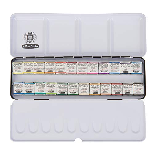 Schmincke Horadam Aquarell Half-Pan Paint Metal Set, Set of 24 Colors (74424097)