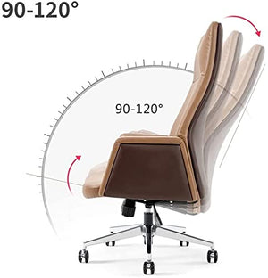 CBLdF Cowhide Boss Chair, High Back Managerial Executive Seat, Ergonomic Office Chair - Brown/Red