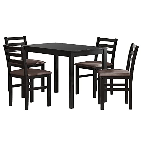 Uneeruiqy 5-Piece Dining Table Chair Set with Upholstered Tufted Chairs