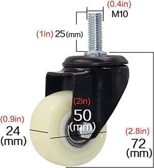 IkiCk Furniture Casters Swivel Caster Wheels - Universal Replacement Casters - Industrial Nylon Casters - High 25mm Double Bearing Caster